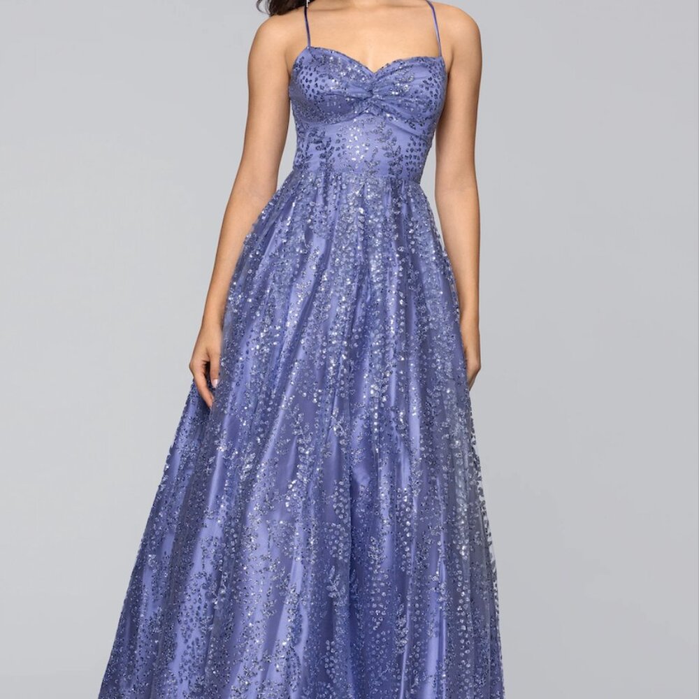 NWT Blondie Nites Stella Periwinkle Glitter Prom Dress Gown w/ Pockets Size 5